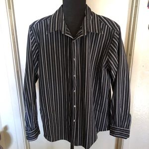 Men’s “axist” black and white stripes button up
